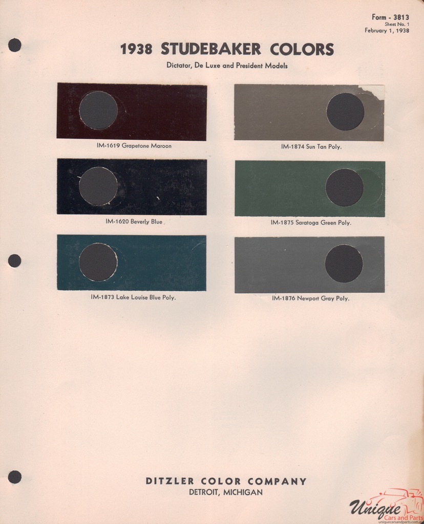 1939 Studebaker Paint Charts PPG 4